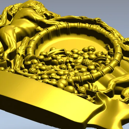 Heraldic Cornucopia Decorative Relief STL