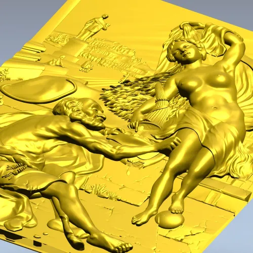 Панно "Встреча на набережной" - 3D модель STL для ЧПУ