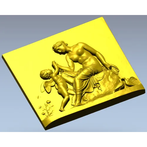 Classical Bas-Relief Panel with Putto - STL 3D Model for CNC