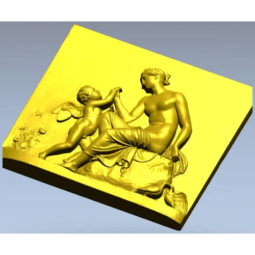 Classical Bas-Relief Panel with Putto - STL 3D Model for CNC