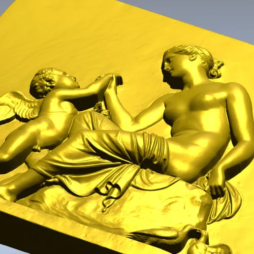 Classical Bas-Relief Panel with Putto - STL 3D Model for CNC