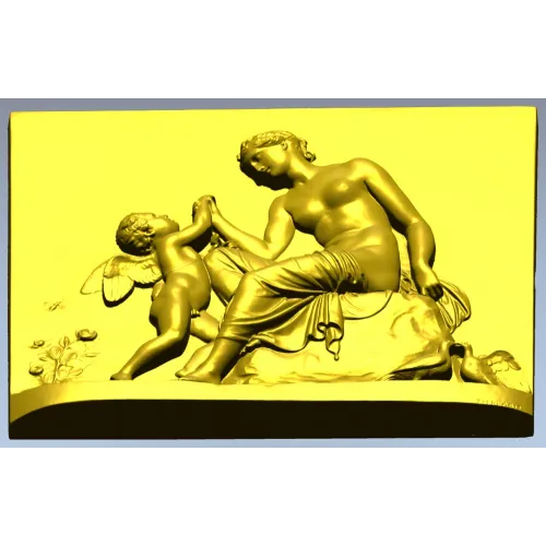 Classical Bas-Relief Panel with Putto - STL 3D Model for CNC