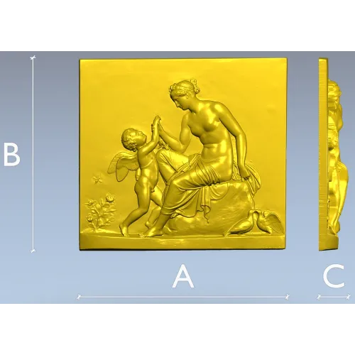 Classical Bas-Relief Panel with Putto - STL 3D Model for CNC
