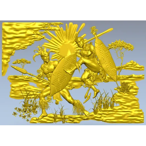 Панно "Танец воинов" - 3D модель STL для ЧПУ