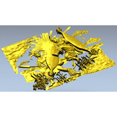 Панно "Танец воинов" - 3D модель STL для ЧПУ