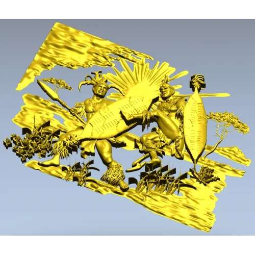 Панно "Танец воинов" - 3D модель STL для ЧПУ