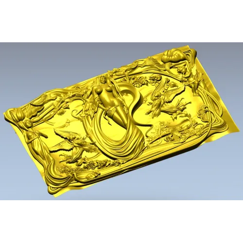 Art Nouveau Nymph Decorative Panel 3D STL for CNC