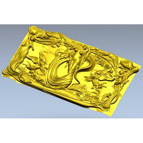 Art Nouveau Nymph Decorative Panel 3D STL for CNC