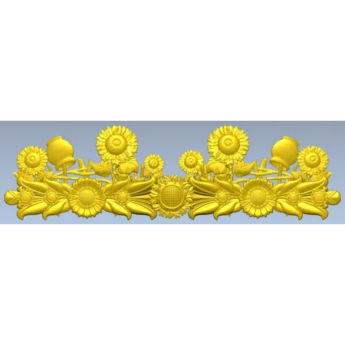 Sunflower Garland Relief STL for CNC