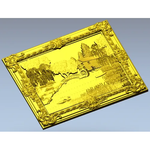 Панно "Мельничный пруд" - 3D модель STL для ЧПУ