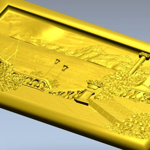 3D панно "Терраса у моря" - STL модель для ЧПУ