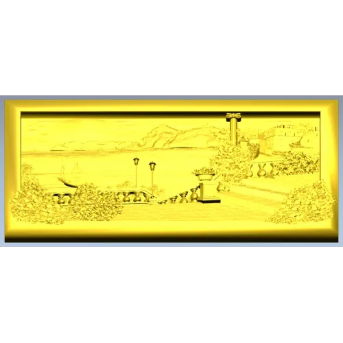 3D панно "Терраса у моря" - STL модель для ЧПУ