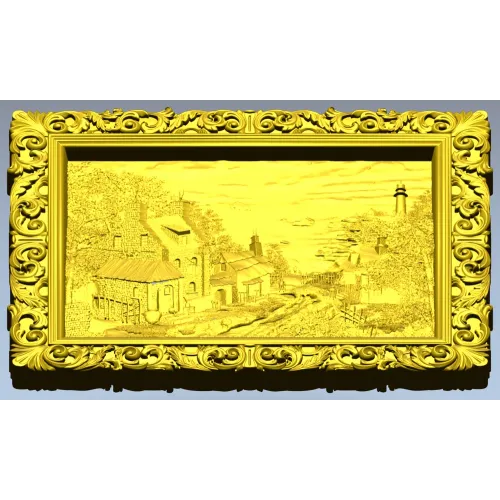 Рельефное панно в багетной рамке - stl модель для ЧПУ