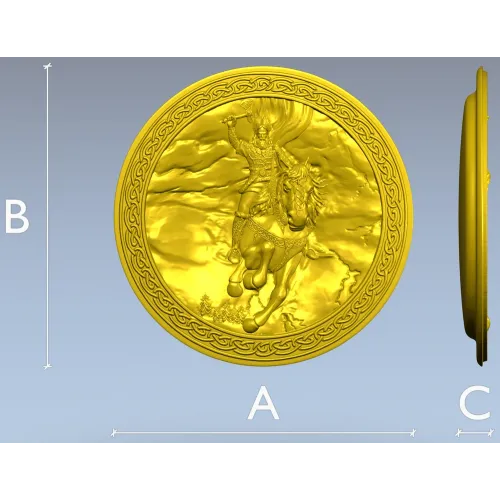Перун в медальоне - 3D модель STL для ЧПУ фрезера