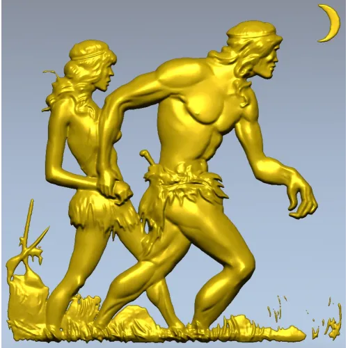 Primeval Walkers - high-relief STL model for CNC wood carving