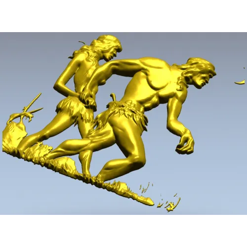 Primeval Walkers - high-relief STL model for CNC wood carving