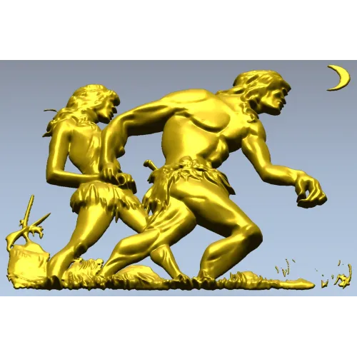 Primeval Walkers - high-relief STL model for CNC wood carving