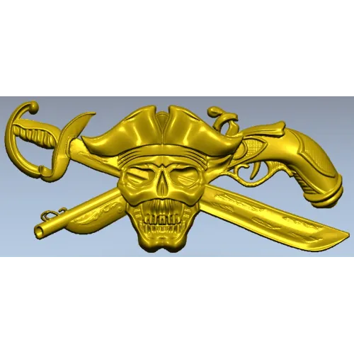 Pirate Skull Emblem STL for CNC