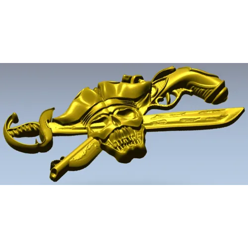 Pirate Skull Emblem STL for CNC