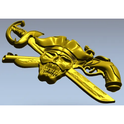 Pirate Skull Emblem STL for CNC