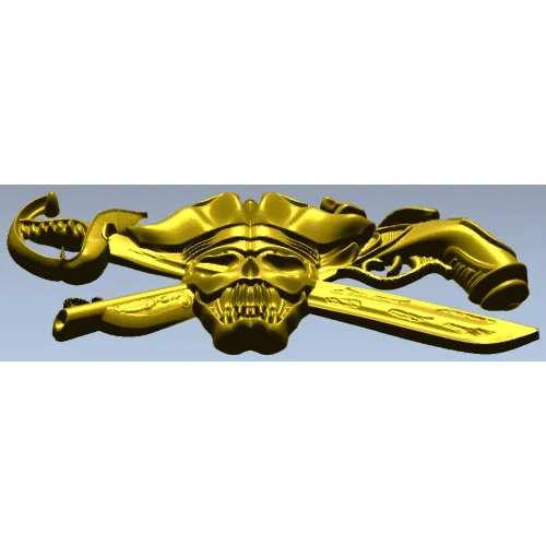 Pirate Skull Emblem STL for CNC