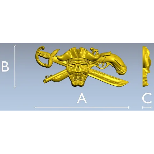 Pirate Skull Emblem STL for CNC