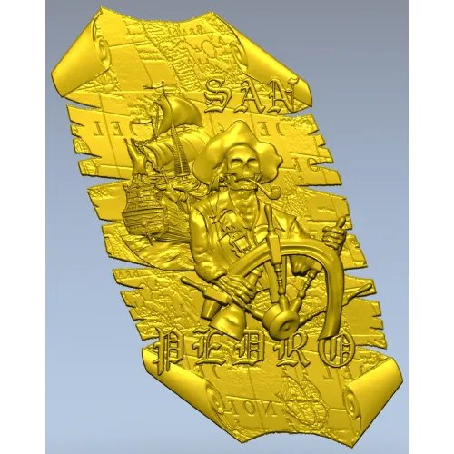 Pirate Captain Bas-Relief STL 3D Model for CNC
