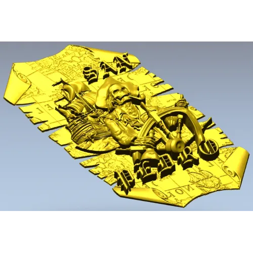 Pirate Captain Bas-Relief STL 3D Model for CNC