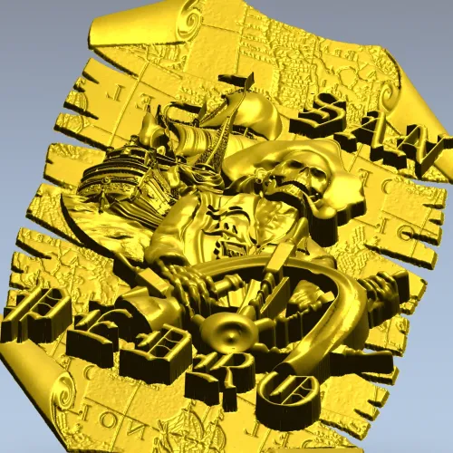 Pirate Captain Bas-Relief STL 3D Model for CNC
