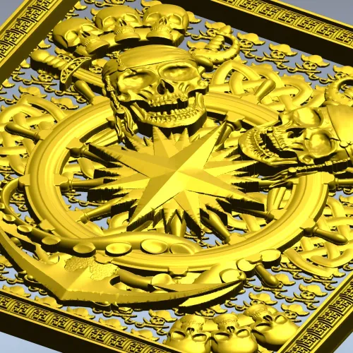Пиратский компас - 3D панель STL для ЧПУ