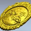 Овальный морской медальон - 3D модель STL для ЧПУ с пиратской сценой
