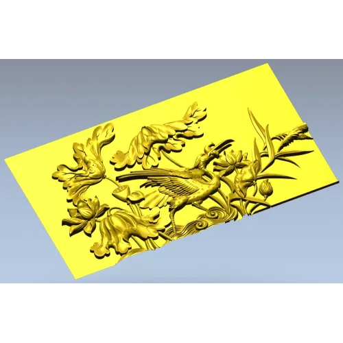3D модель панно "Цапля в лотосах" - STL для ЧПУ