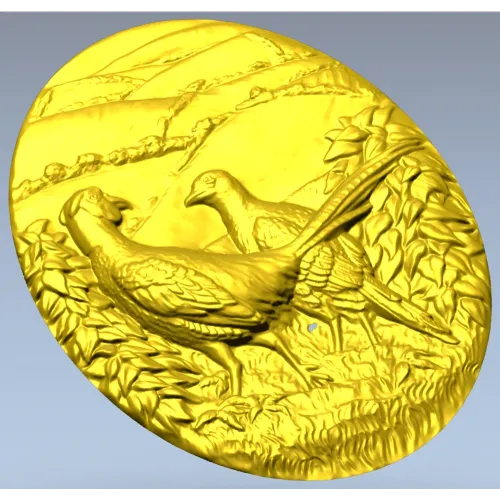 Фазаны в овальном медальоне - 3D модель STL для ЧПУ