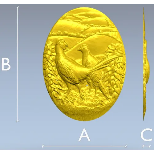 Фазаны в овальном медальоне - 3D модель STL для ЧПУ