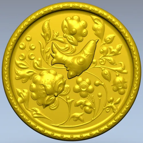 Songbird Floral Medallion - STL 3D model for CNC