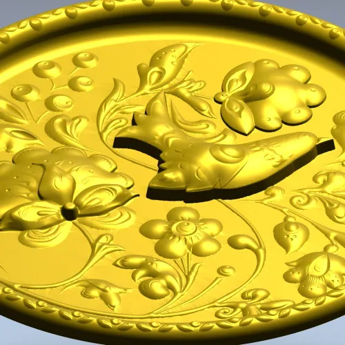 Songbird Floral Medallion - STL 3D model for CNC