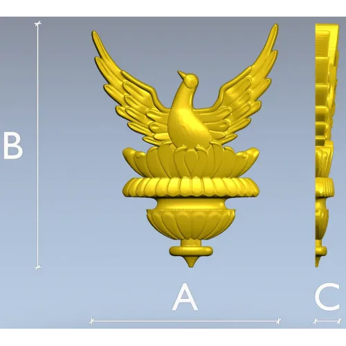 Птица в лотосе - 3D модель STL для ЧПУ