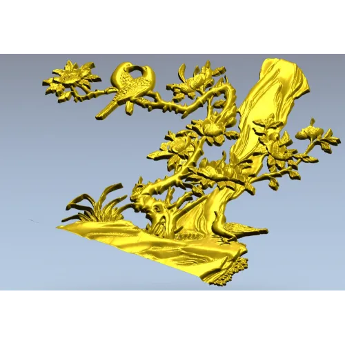 3D модель STL "Птички у старого ствола" - панно для ЧПУ