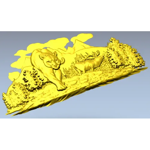 Пума в лесу - рельефная 3D модель STL для ЧПУ