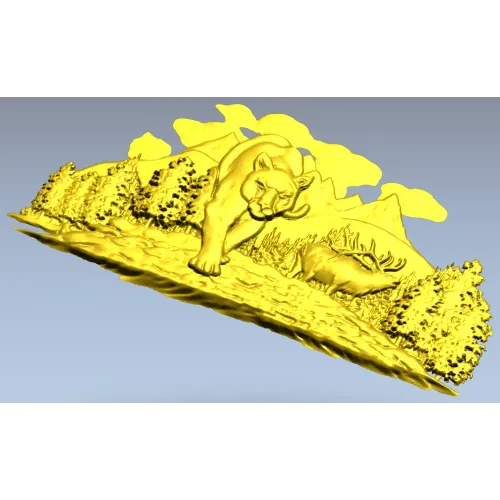 Пума в лесу - рельефная 3D модель STL для ЧПУ