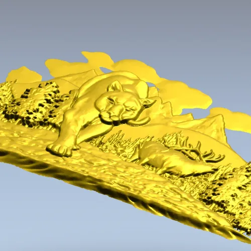 Пума в лесу - рельефная 3D модель STL для ЧПУ