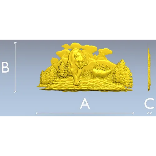 Пума в лесу - рельефная 3D модель STL для ЧПУ