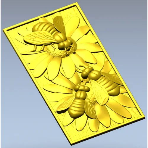 Bees on Daisies - High-Relief STL Panel for CNC