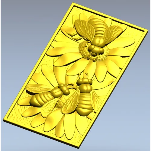 Bees on Daisies - High-Relief STL Panel for CNC