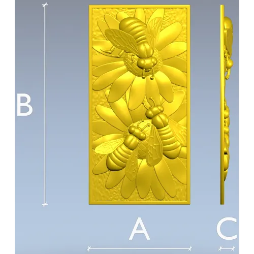 Bees on Daisies - High-Relief STL Panel for CNC