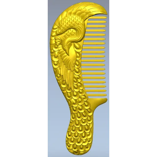 Ornate Phoenix Comb 3D STL for CNC carving
