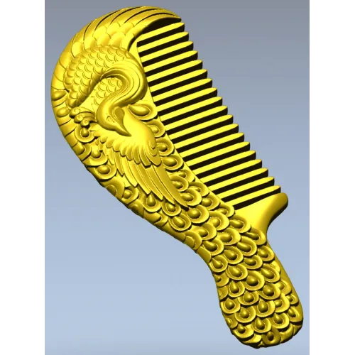 Ornate Phoenix Comb 3D STL for CNC carving