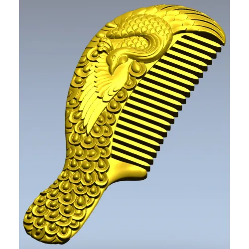 Ornate Phoenix Comb 3D STL for CNC carving