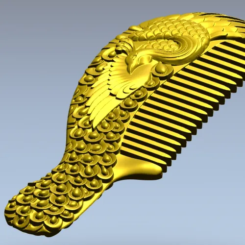Ornate Phoenix Comb 3D STL for CNC carving