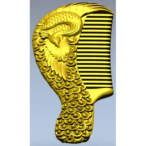 Ornate Phoenix Comb 3D STL for CNC carving